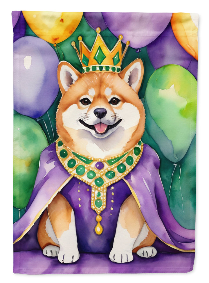 Shiba Inu King of Mardi Gras Garden Flag Image 1