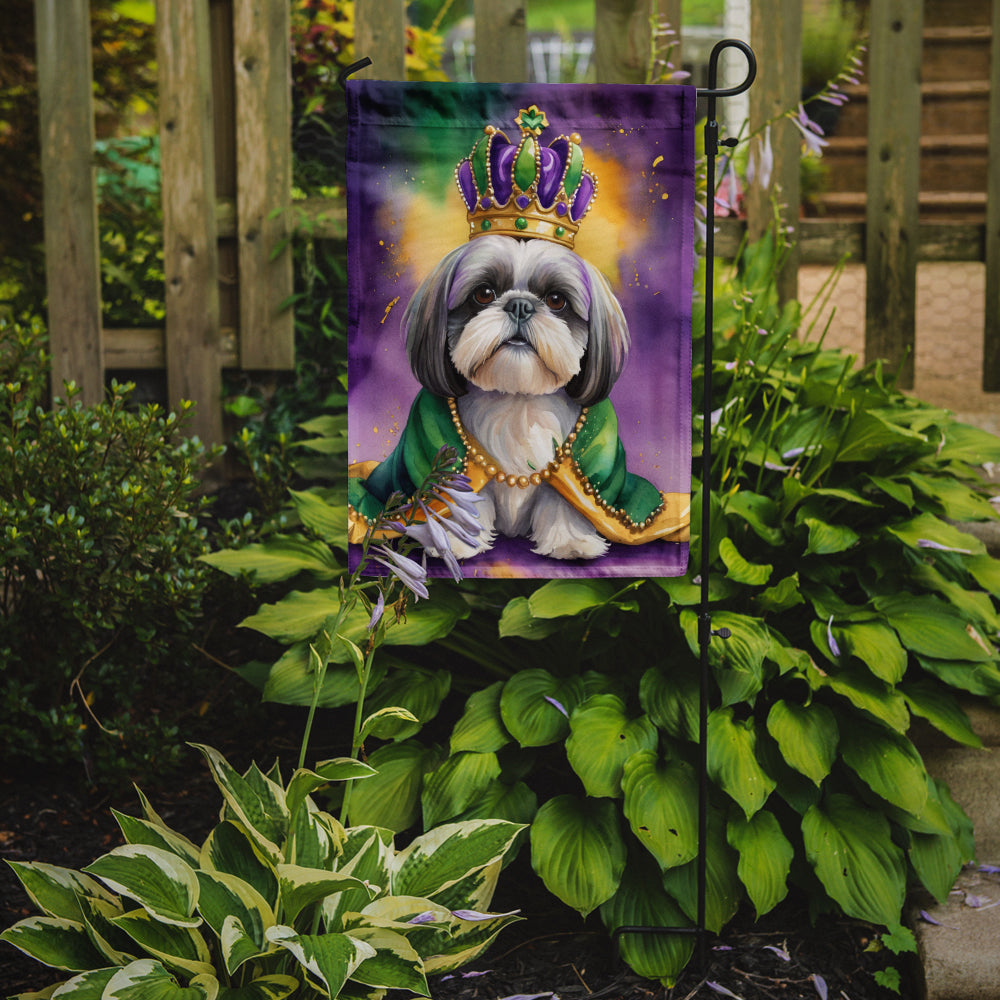 Shih Tzu King of Mardi Gras Garden Flag Image 2