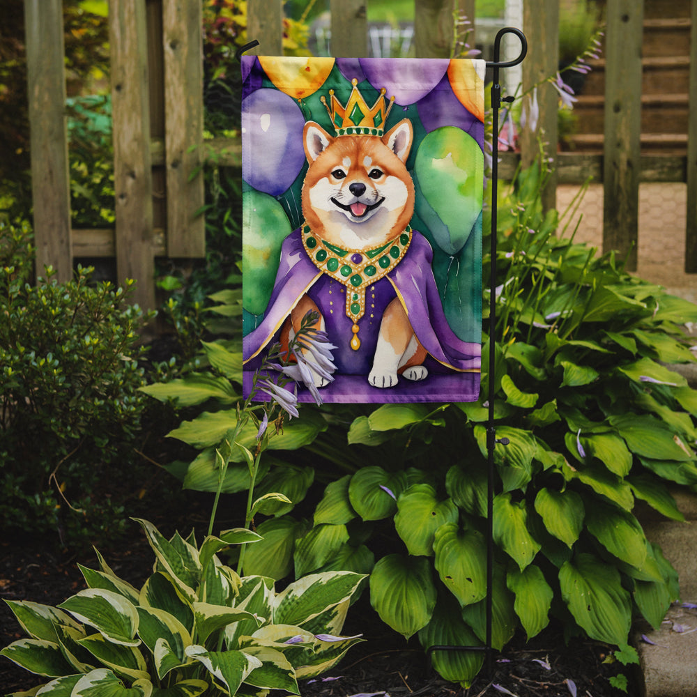 Shiba Inu King of Mardi Gras Garden Flag Image 2