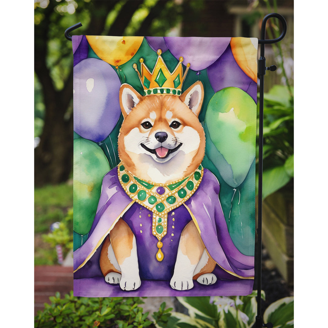 Shiba Inu King of Mardi Gras Garden Flag Image 3