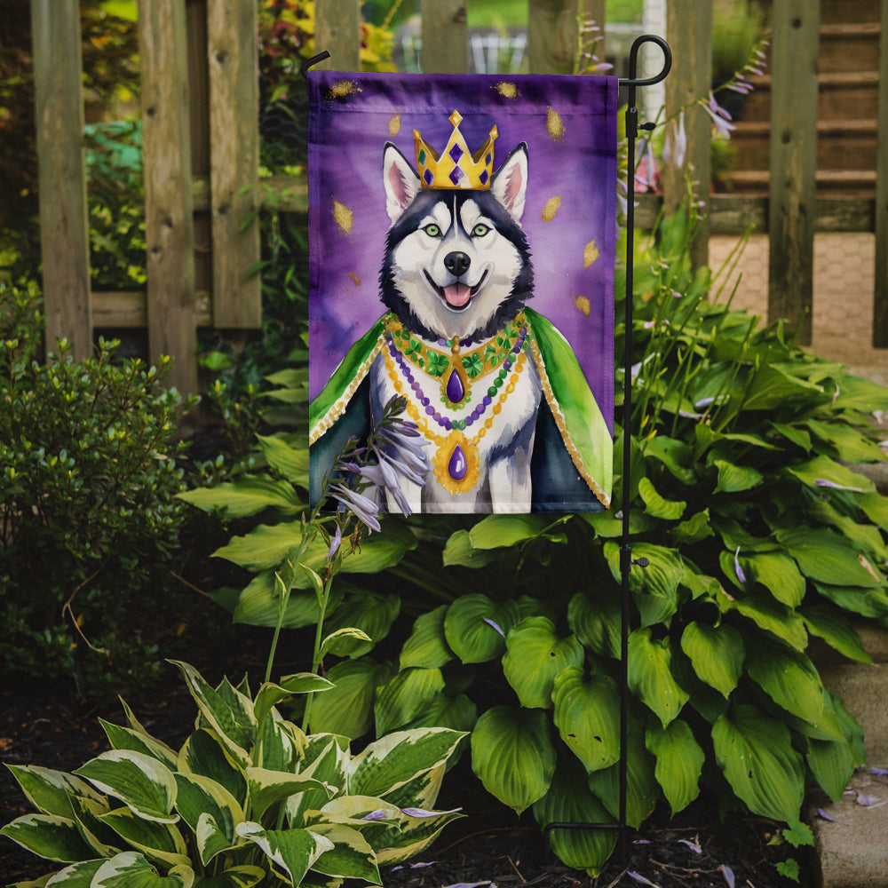 Siberian Husky King of Mardi Gras Garden Flag Image 2