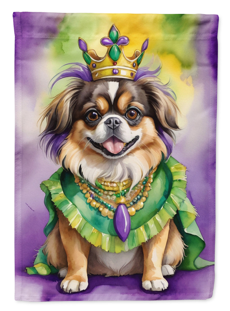 Tibetan Spaniel King of Mardi Gras Garden Flag Image 1