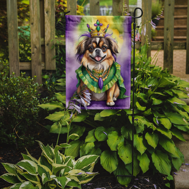 Tibetan Spaniel King of Mardi Gras Garden Flag Image 2