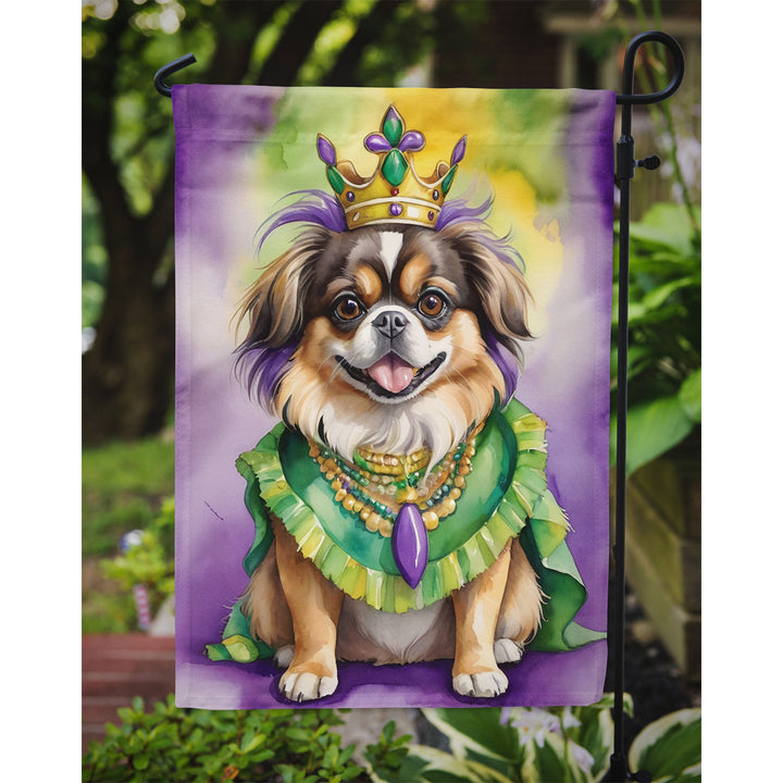 Tibetan Spaniel King of Mardi Gras Garden Flag Image 3