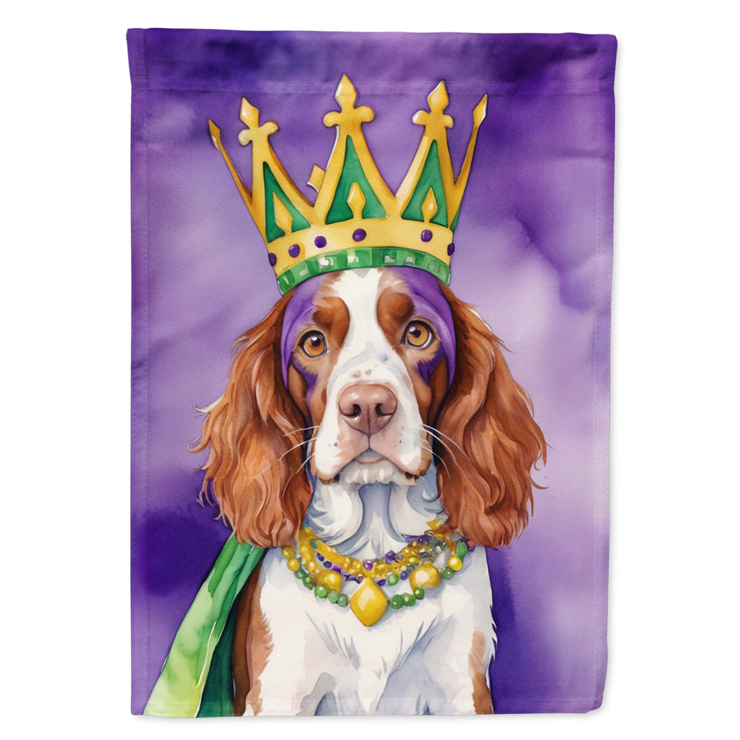 Welsh Springer Spaniel King of Mardi Gras Garden Flag Image 1