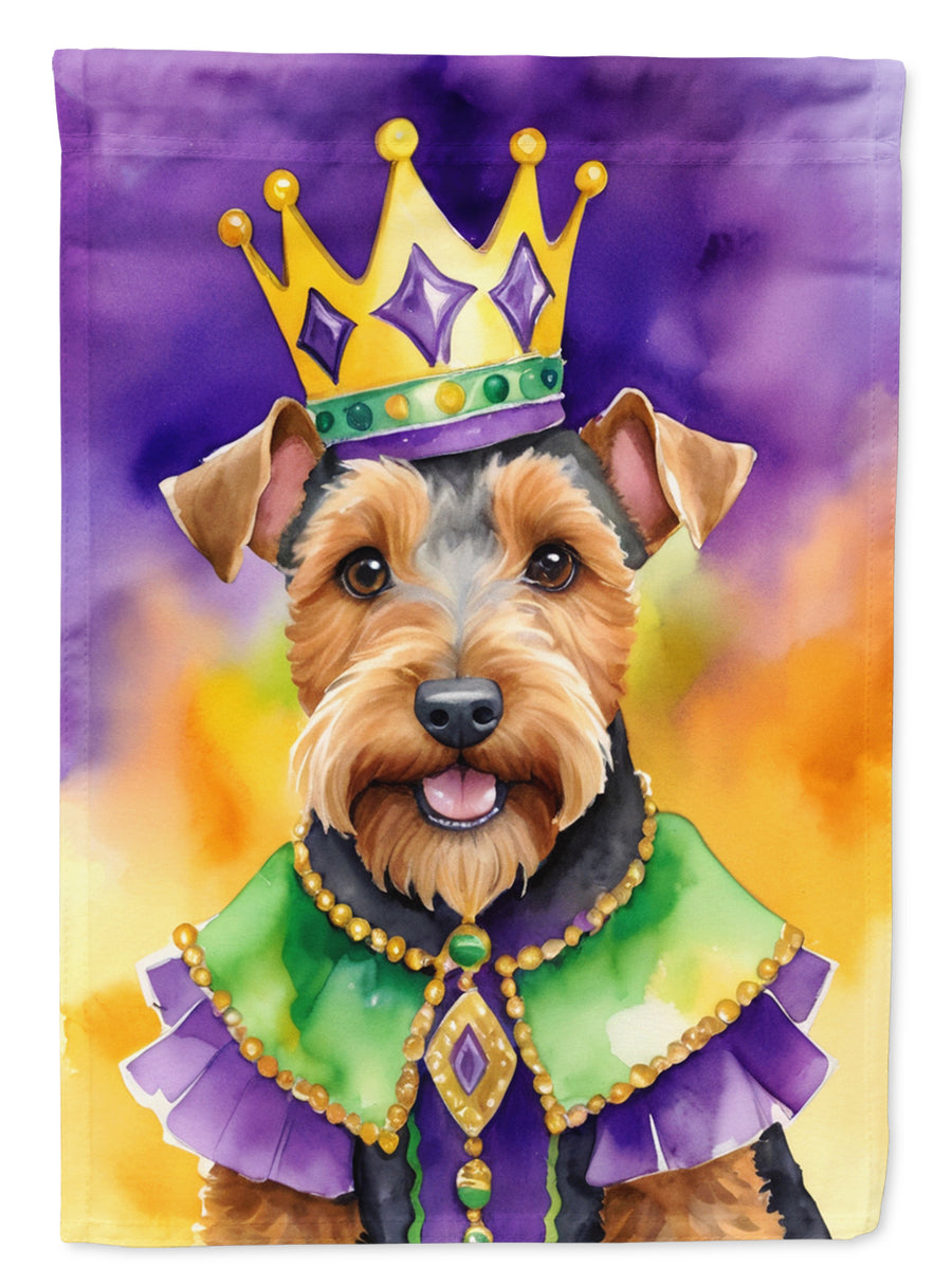 Welsh Terrier King of Mardi Gras Garden Flag Image 1