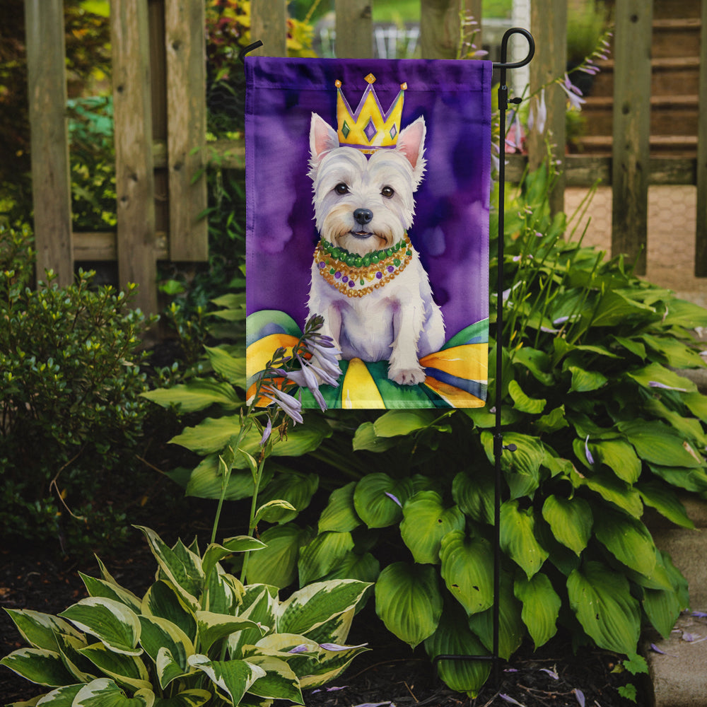 Westie King of Mardi Gras Garden Flag Image 2