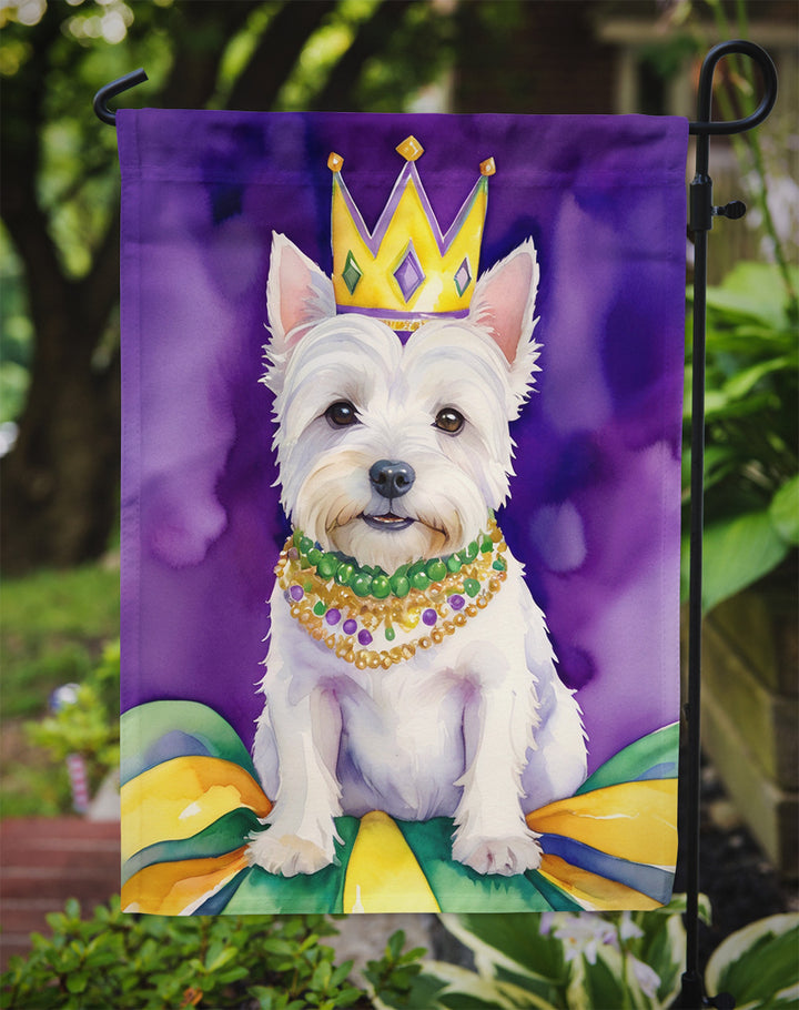 Westie King of Mardi Gras Garden Flag Image 3