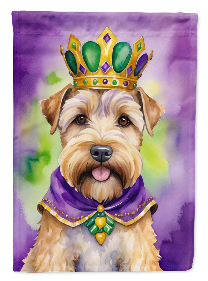 Wheaten Terrier King of Mardi Gras Garden Flag Image 1