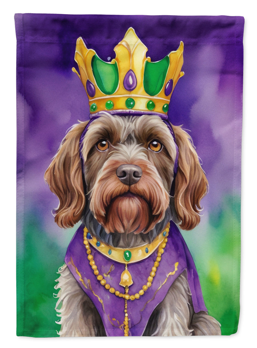 Wirehaired Pointing Griffon King of Mardi Gras Garden Flag Image 1