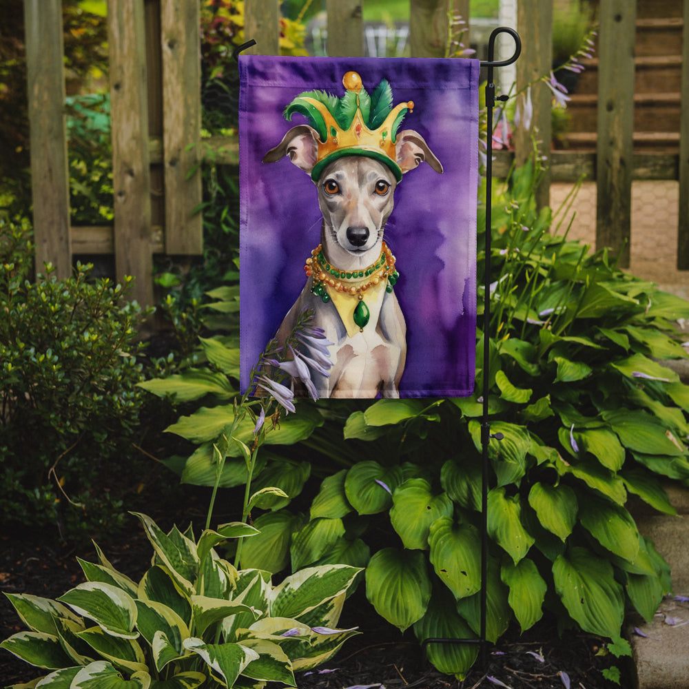 Whippet King of Mardi Gras Garden Flag Image 2