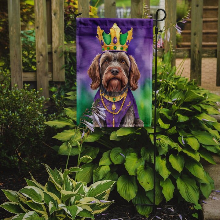 Wirehaired Pointing Griffon King of Mardi Gras Garden Flag Image 2