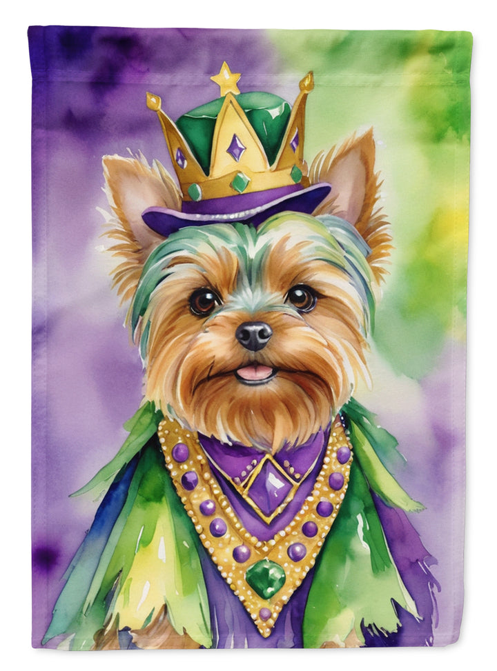 Yorkshire Terrier King of Mardi Gras Garden Flag Image 1