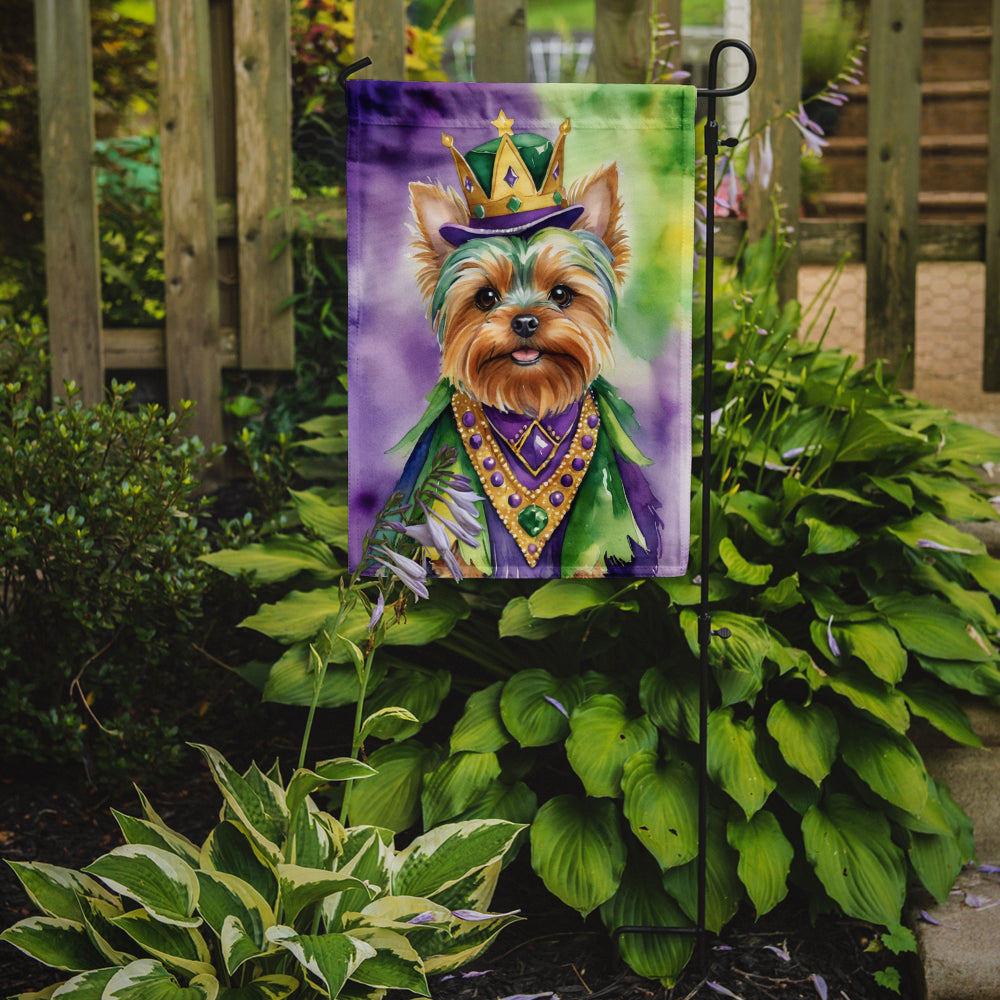 Yorkshire Terrier King of Mardi Gras Garden Flag Image 2