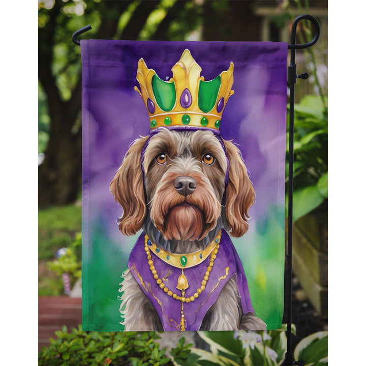 Wirehaired Pointing Griffon King of Mardi Gras Garden Flag Image 3