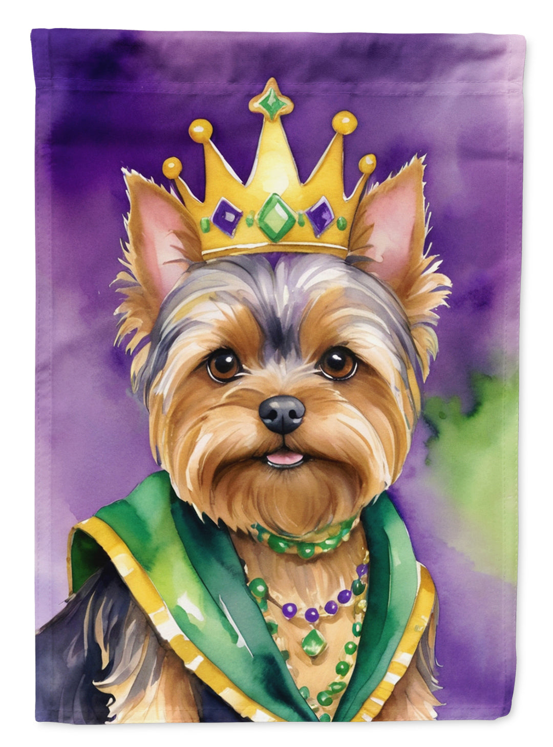 Yorkshire Terrier King of Mardi Gras Garden Flag Image 1