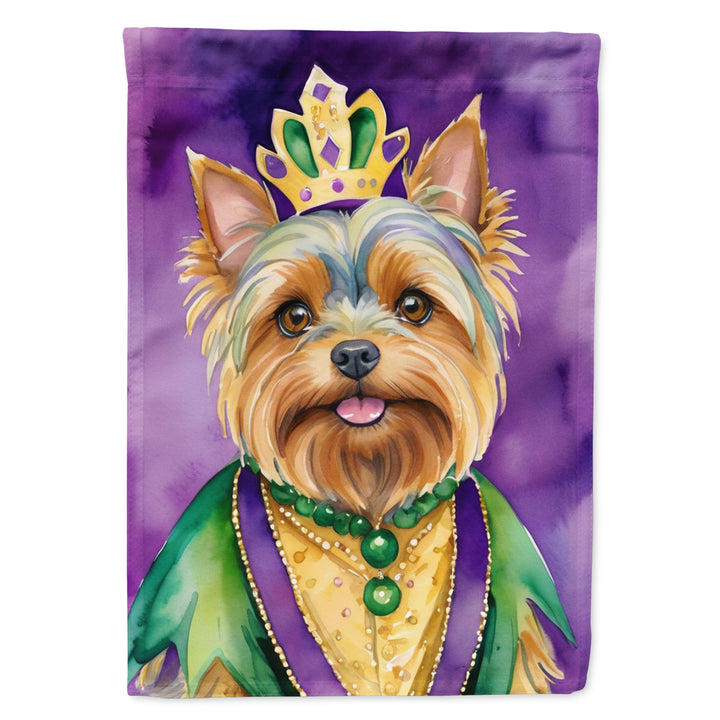 Yorkshire Terrier King of Mardi Gras Garden Flag Image 1