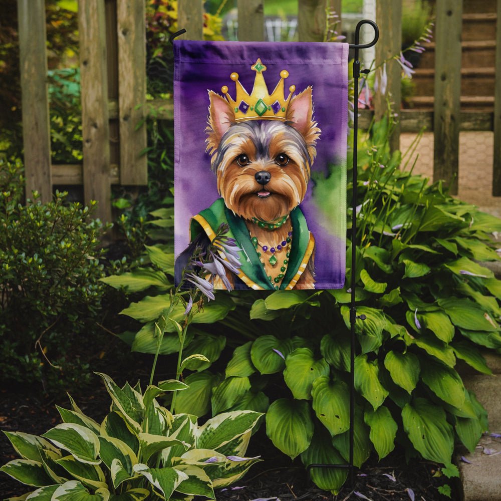 Yorkshire Terrier King of Mardi Gras Garden Flag Image 2