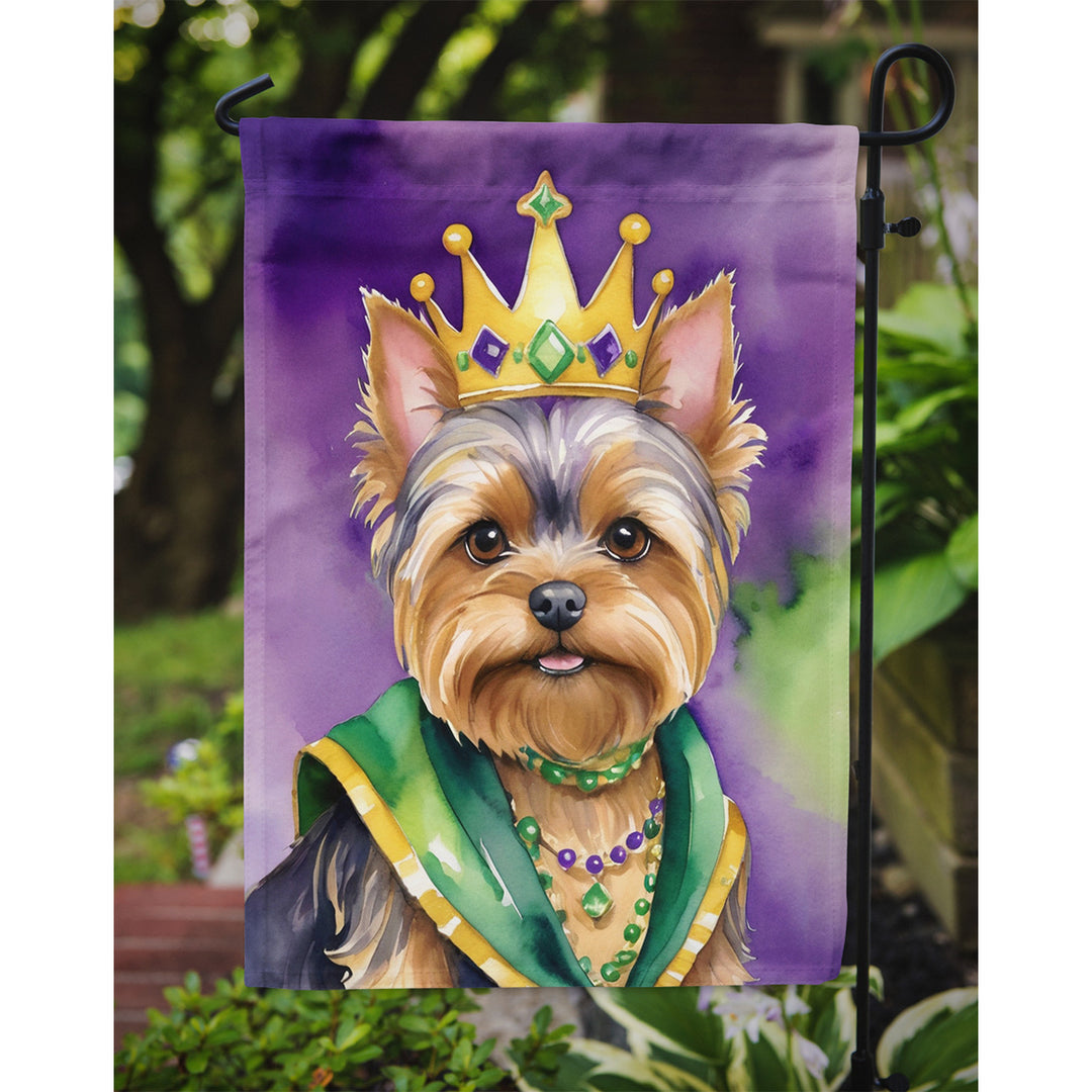 Yorkshire Terrier King of Mardi Gras Garden Flag Image 3