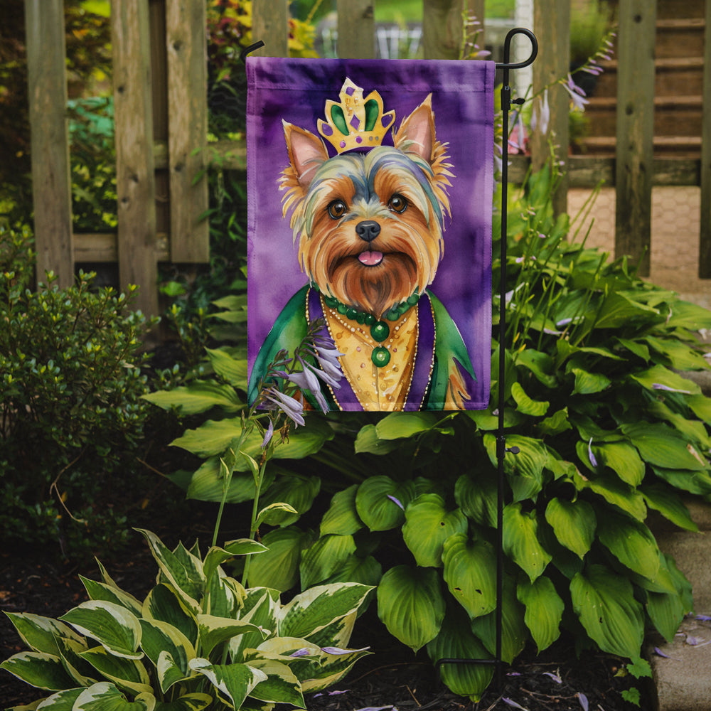 Yorkshire Terrier King of Mardi Gras Garden Flag Image 2