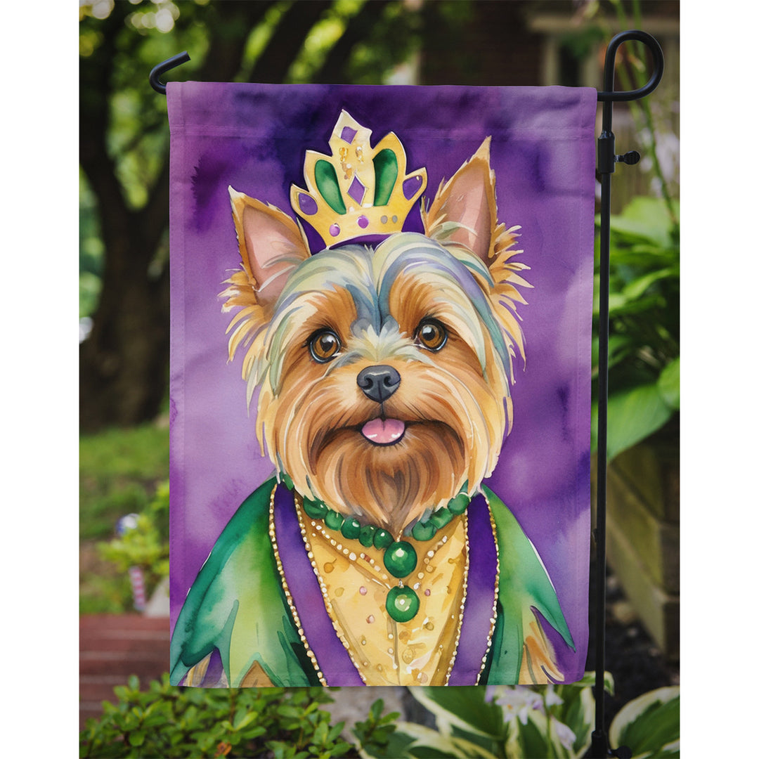 Yorkshire Terrier King of Mardi Gras Garden Flag Image 3