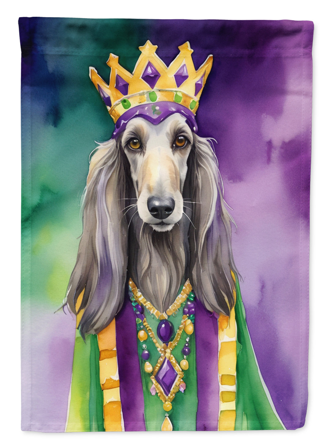 Afghan Hound King of Mardi Gras House Flag Image 1