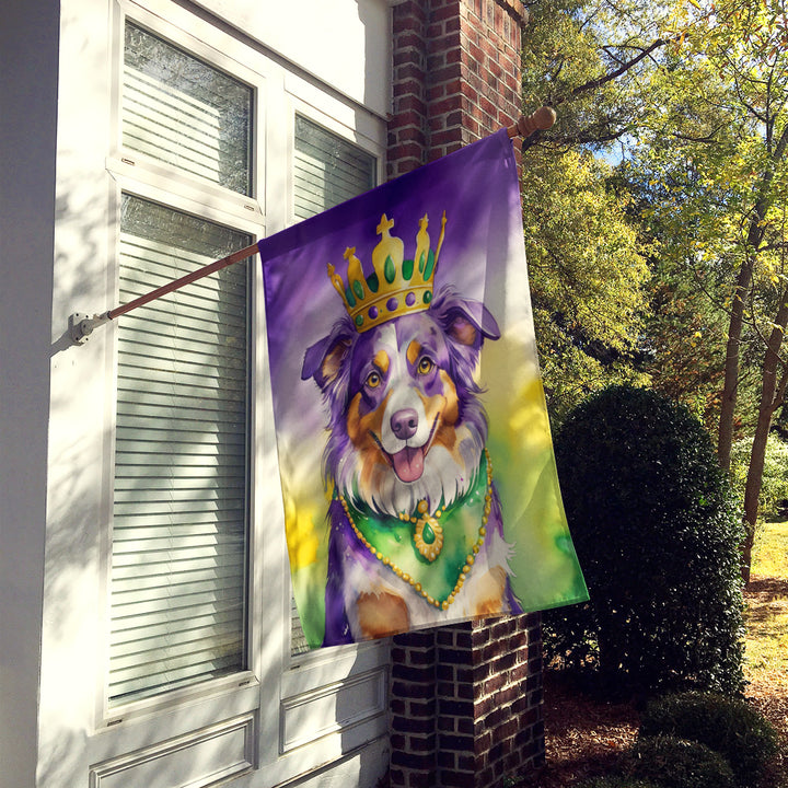 Australian Shepherd King of Mardi Gras House Flag Image 2