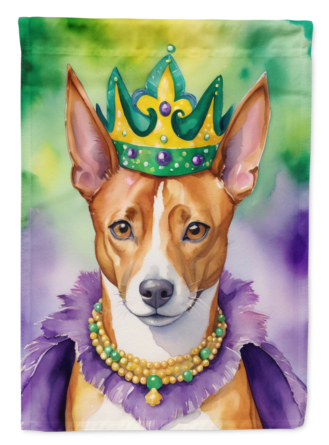 Basenji King of Mardi Gras House Flag Image 1