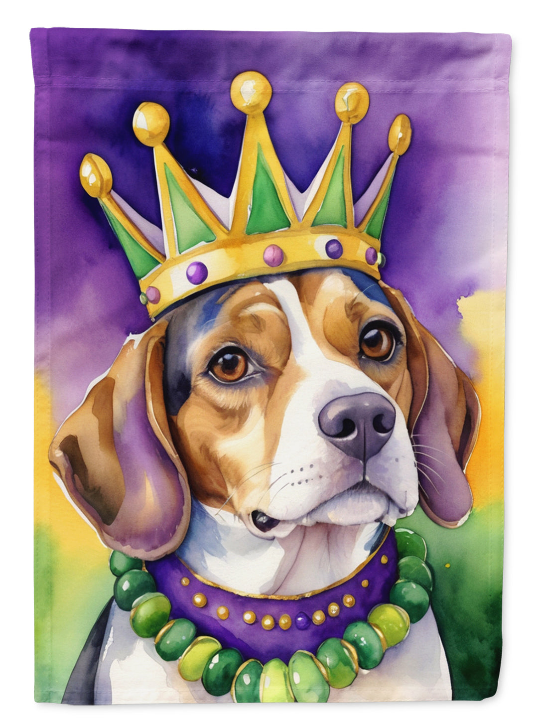 Beagle King of Mardi Gras House Flag Image 1