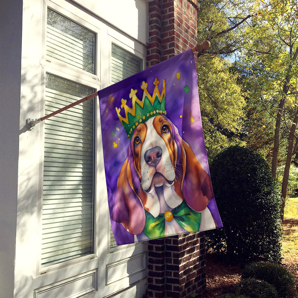 Basset Hound King of Mardi Gras House Flag Image 2