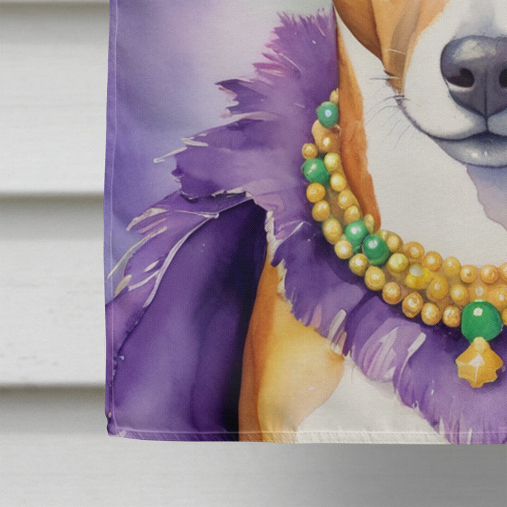 Basenji King of Mardi Gras House Flag Image 4