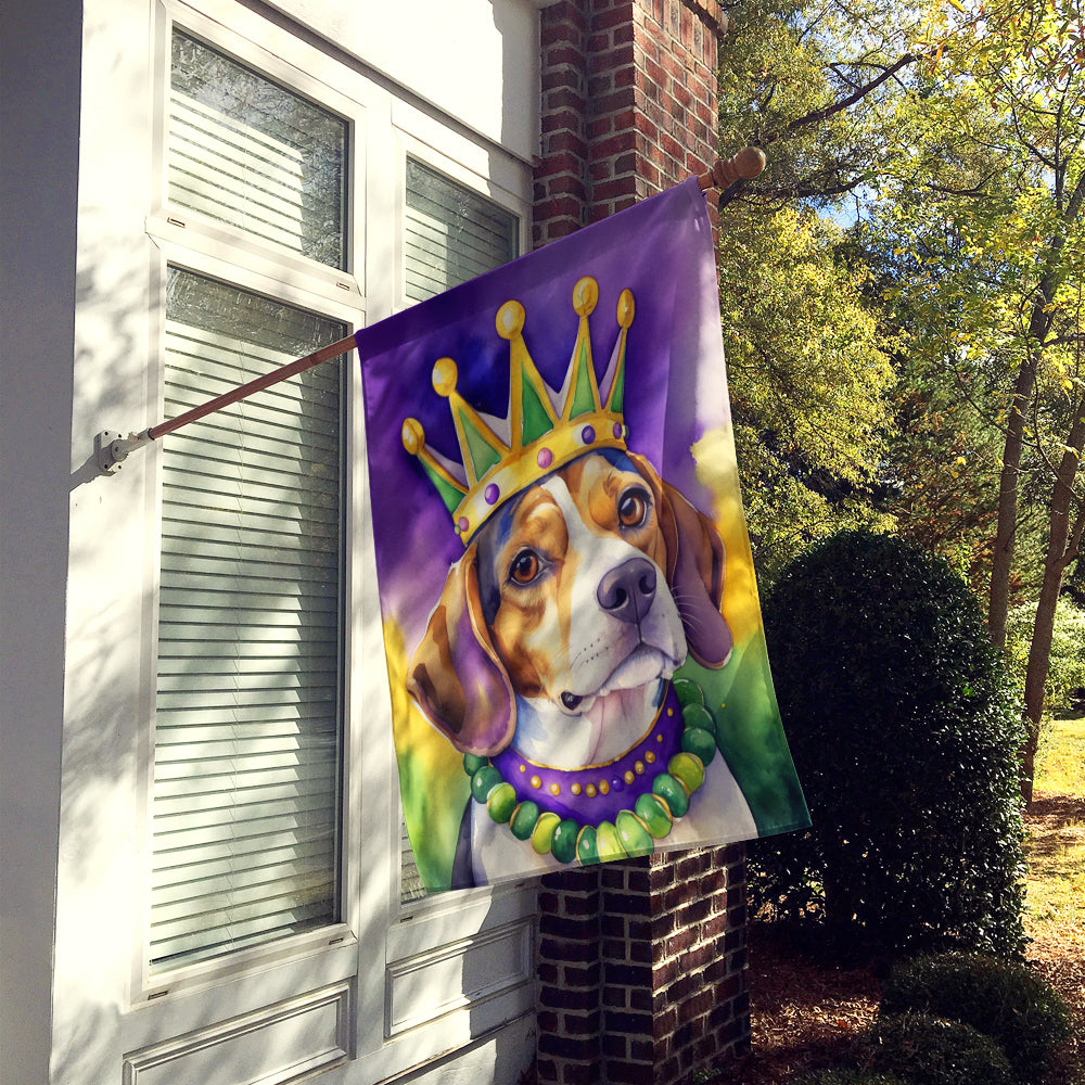 Beagle King of Mardi Gras House Flag Image 2