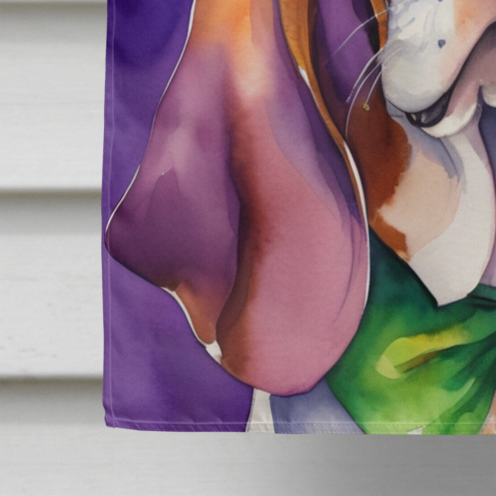 Basset Hound King of Mardi Gras House Flag Image 4