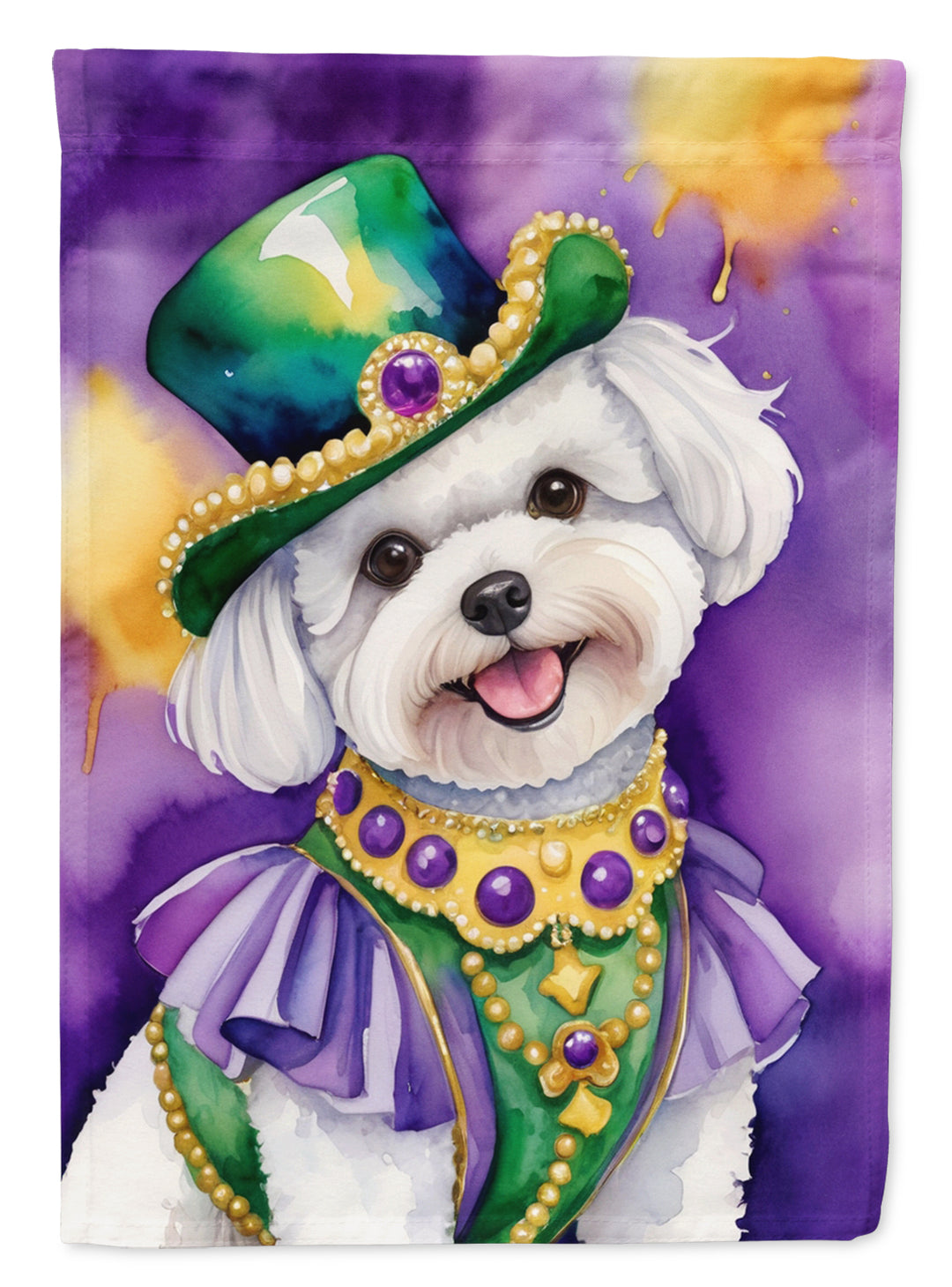 Bichon Frise King of Mardi Gras House Flag Image 1