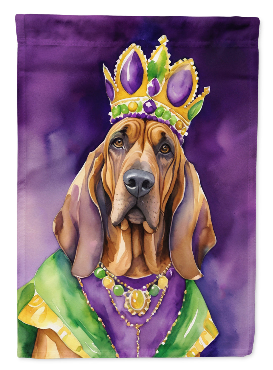 Bloodhound King of Mardi Gras House Flag Image 1