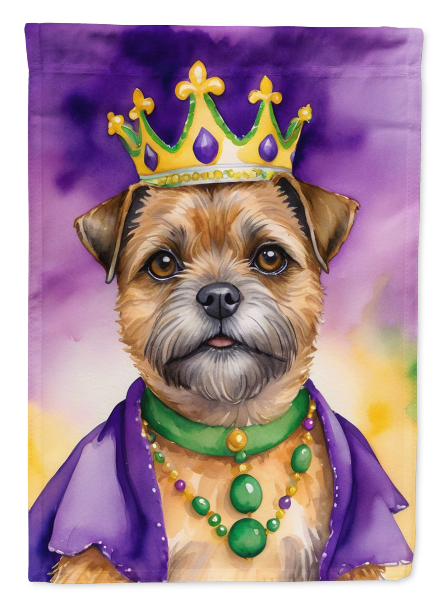 Border Terrier King of Mardi Gras House Flag Image 1