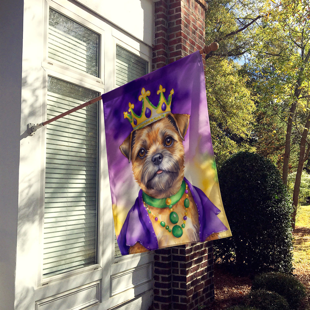 Border Terrier King of Mardi Gras House Flag Image 2