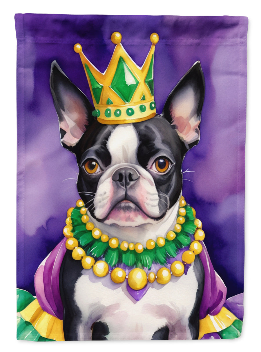 Boston Terrier King of Mardi Gras House Flag Image 1