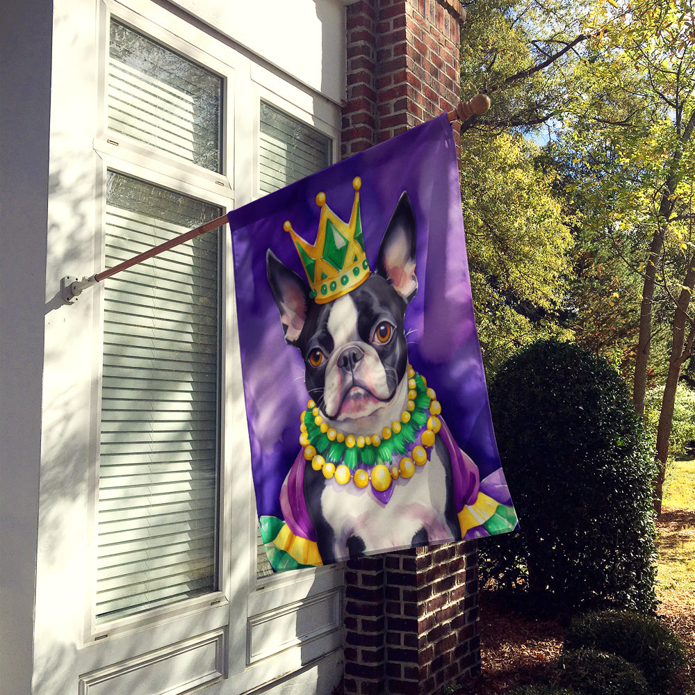 Boston Terrier King of Mardi Gras House Flag Image 2