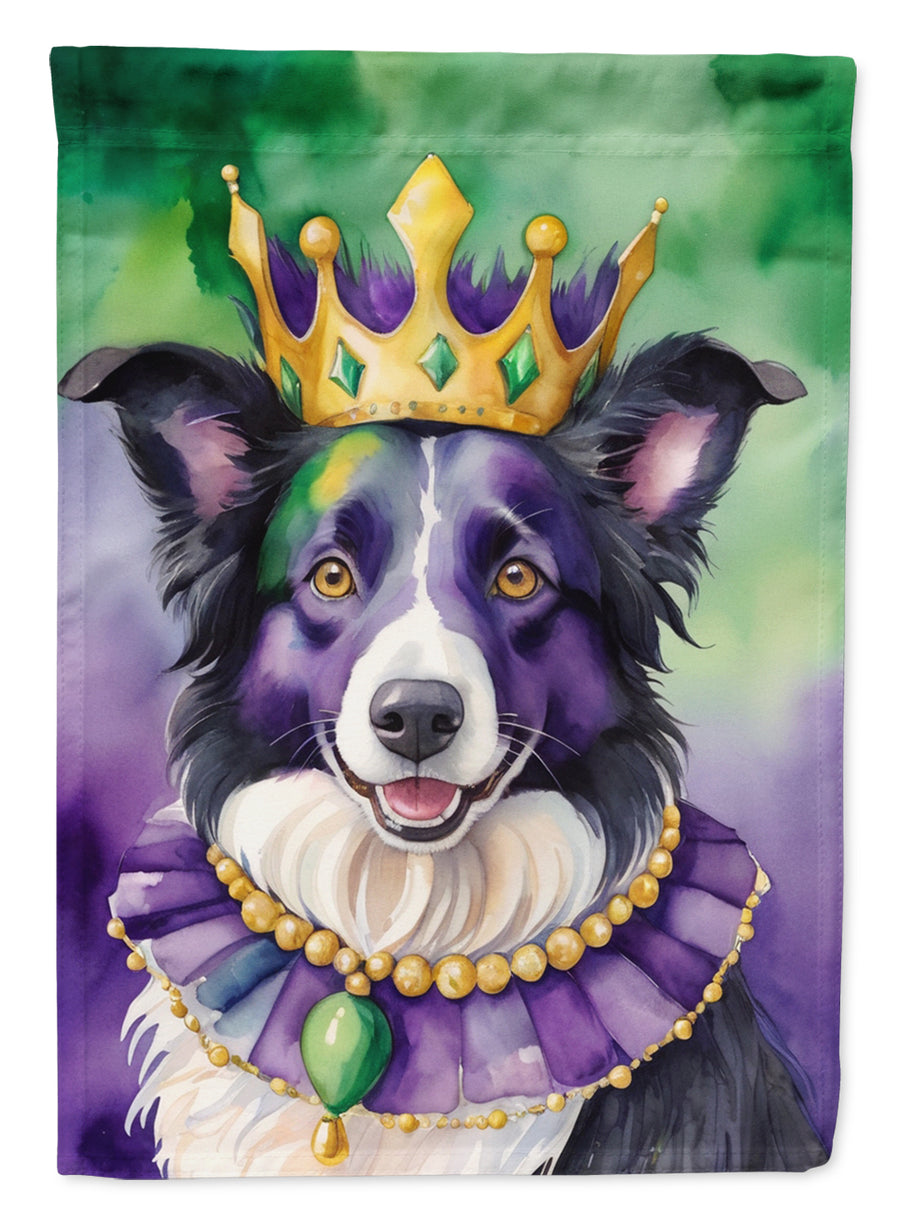 Border Collie King of Mardi Gras House Flag Image 1