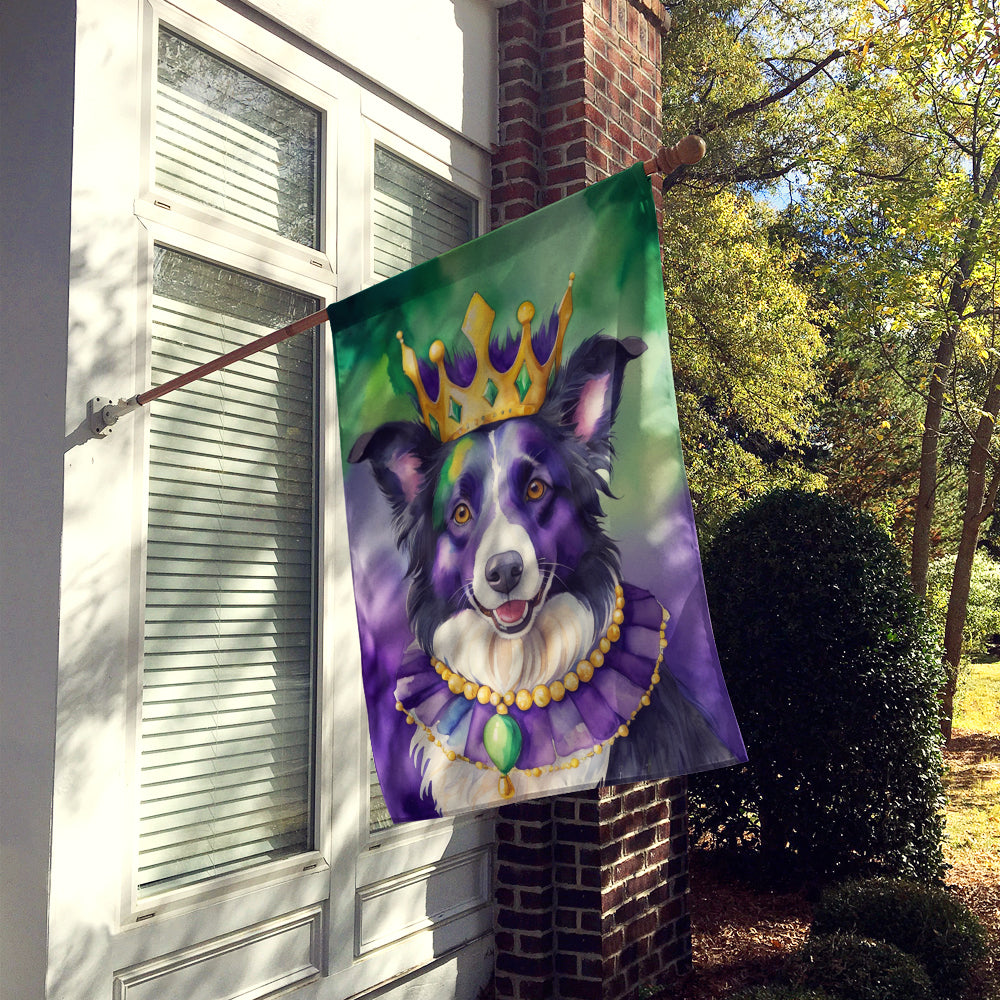 Border Collie King of Mardi Gras House Flag Image 2