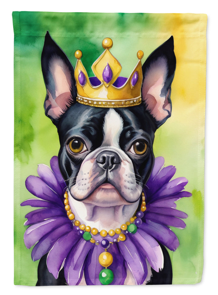 Boston Terrier King of Mardi Gras House Flag Image 1