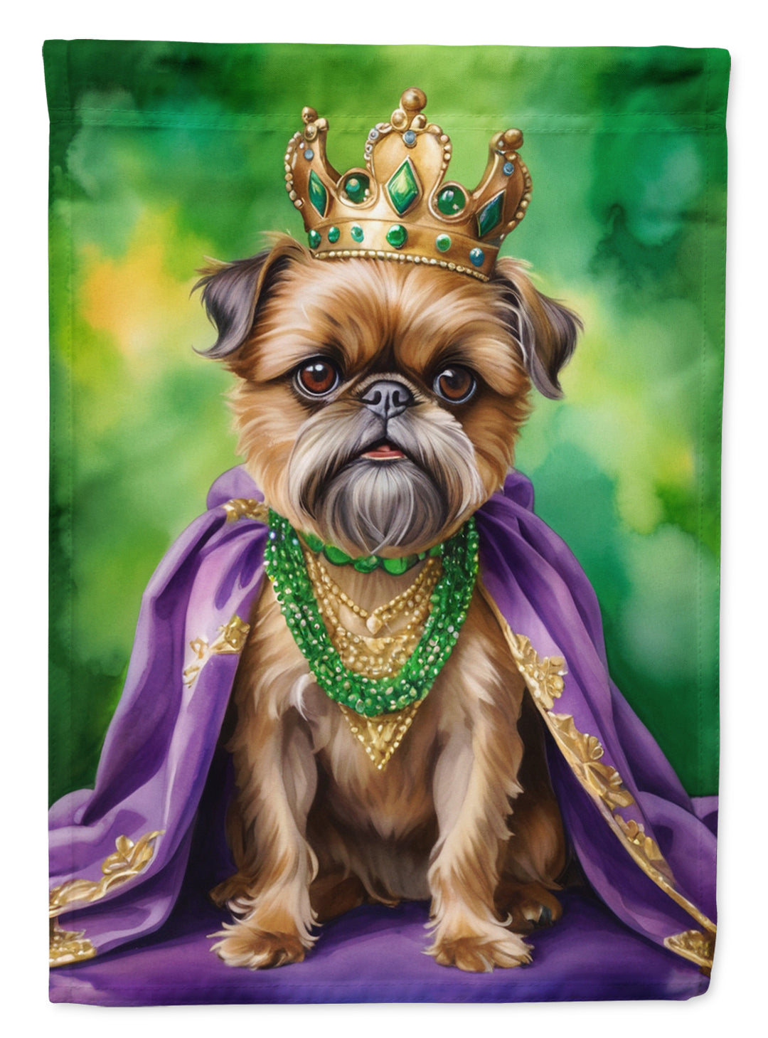 Brussels Griffon King of Mardi Gras House Flag Image 1