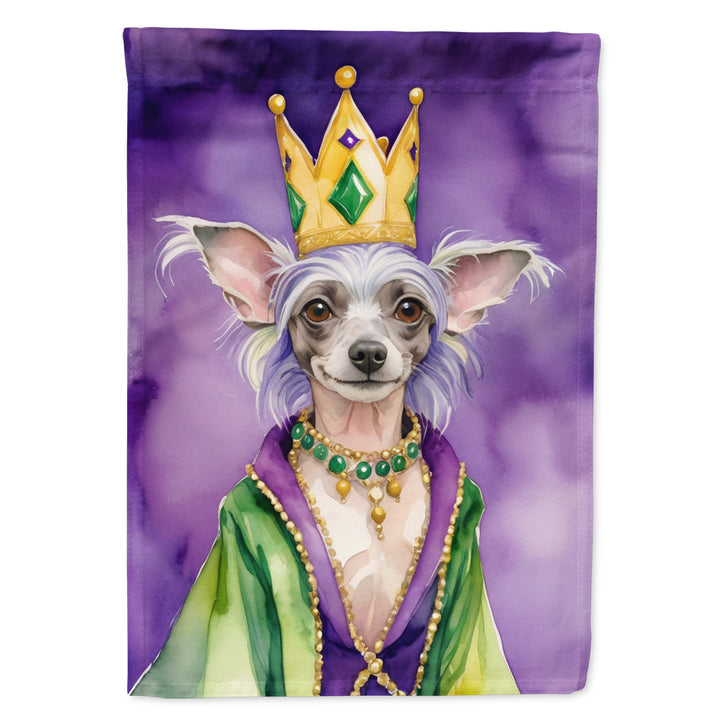 Chinese Crested King of Mardi Gras House Flag Image 1