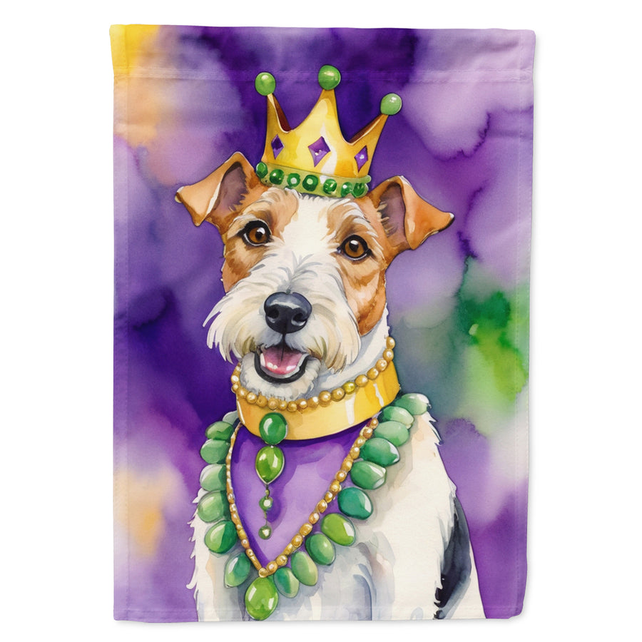 Fox Terrier King of Mardi Gras House Flag Image 1