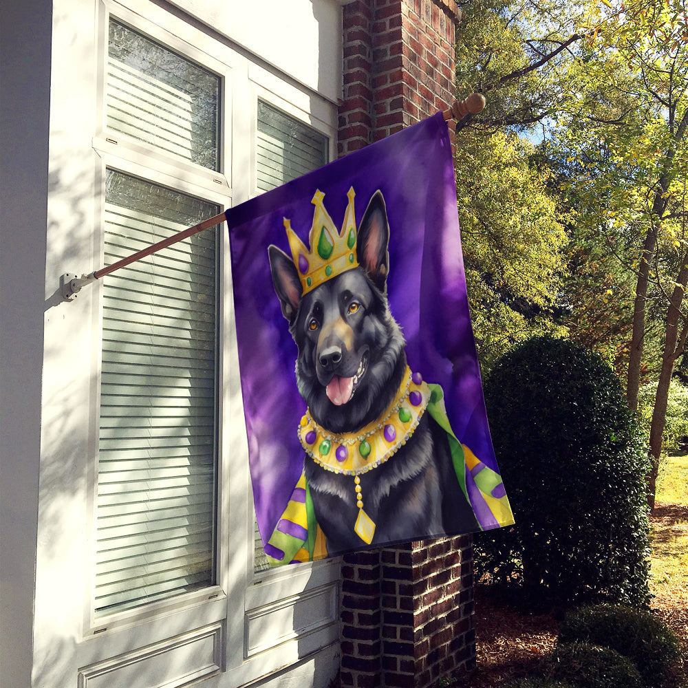 Black German Shepherd King of Mardi Gras House Flag Image 2