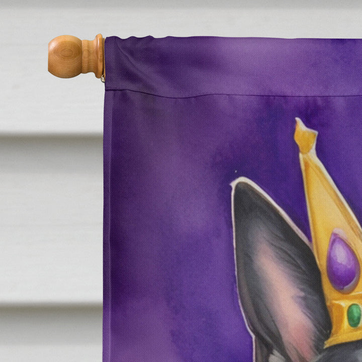 Black German Shepherd King of Mardi Gras House Flag Image 3