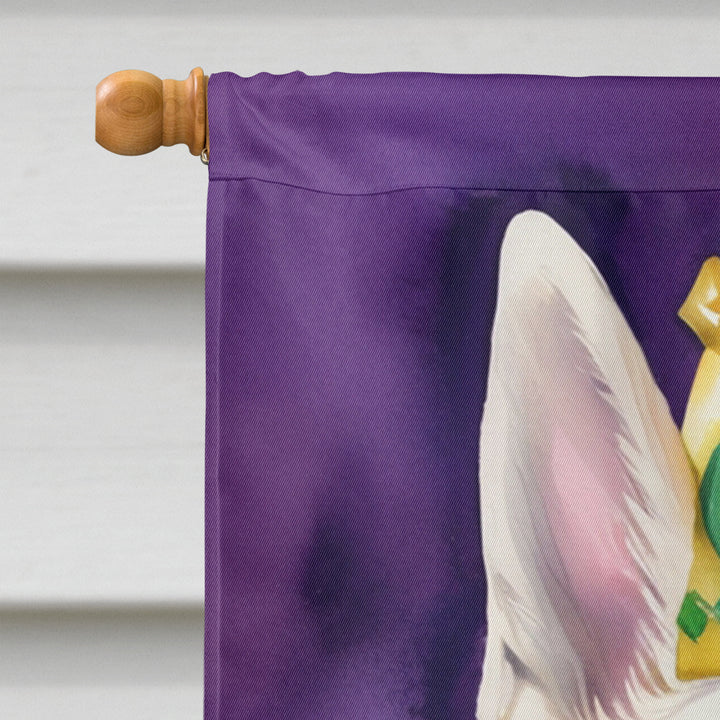 White German Shepherd King of Mardi Gras House Flag Image 3