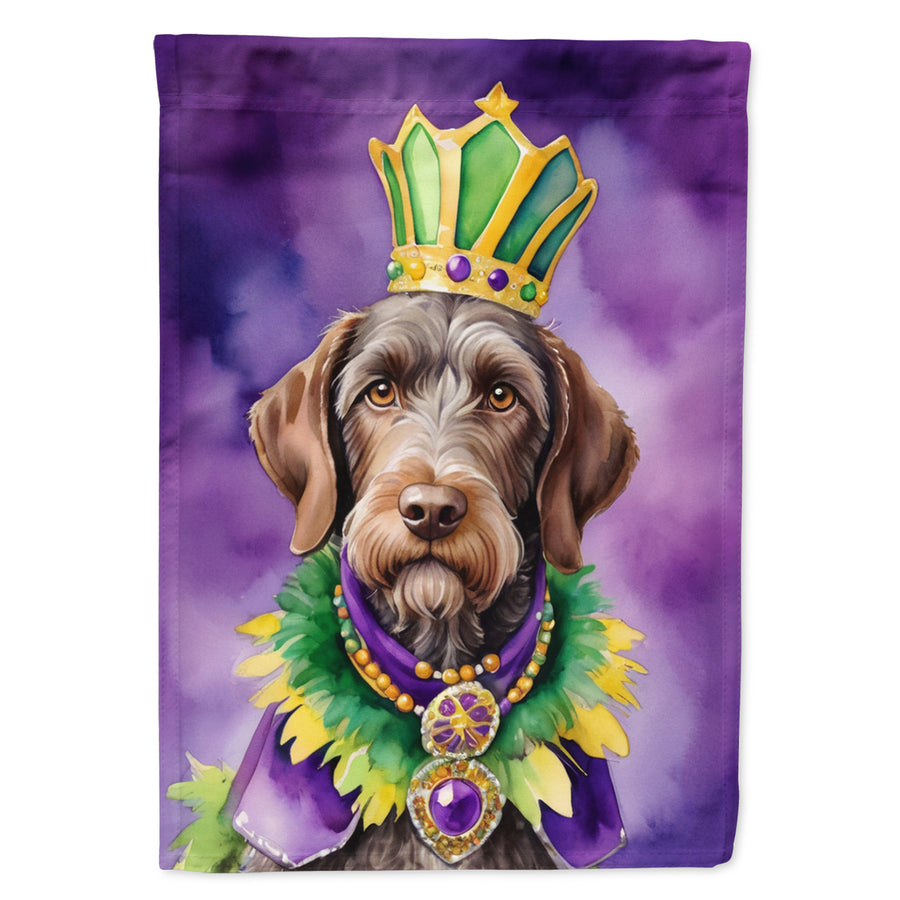 German Wirehaired Pointer King of Mardi Gras House Flag Image 1