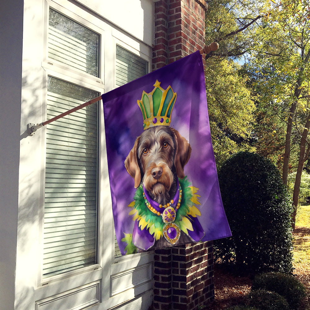 German Wirehaired Pointer King of Mardi Gras House Flag Image 2